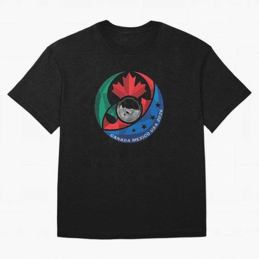 Canada Mexico USA 2026 Round Soccer Emblem Cup T-Shirt_83488590 Oversized T-Shirt Bring Home Match Day Hype around FIFA World Cup 2026 USA Canada Mexico, Messi, Neymar and Mbappe, England, France and Netherlands, Sports Nostalgia, International