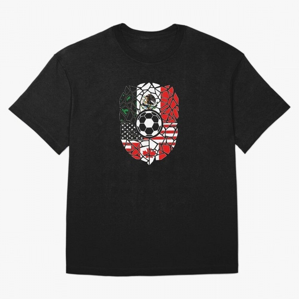 Mosaic Soccer Crest USA Canada Mexico Unity 2026 T-Shirt_82794688 Oversized T-Shirt Keep the Match Day Mood of FIFA World Cup 2026 USA Canada Mexico Spirit, Centered on Brazil, Neymar, Championship Spirit, Famous Goals, Roaring Crowds and