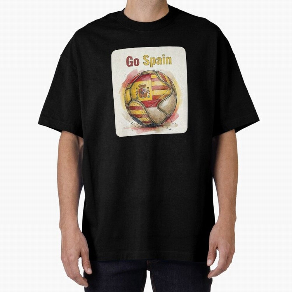 Go Spain Soccer Ball Flag | Canadian Football Fan Graphic Tee Oversized T-Shirt Feel FIFA World Cup 2026 for Fans of Haaland and Mbappe and England, France and Netherlands, Bringing Match Day Excitement, Supporter Culture, Golden Goals and Global