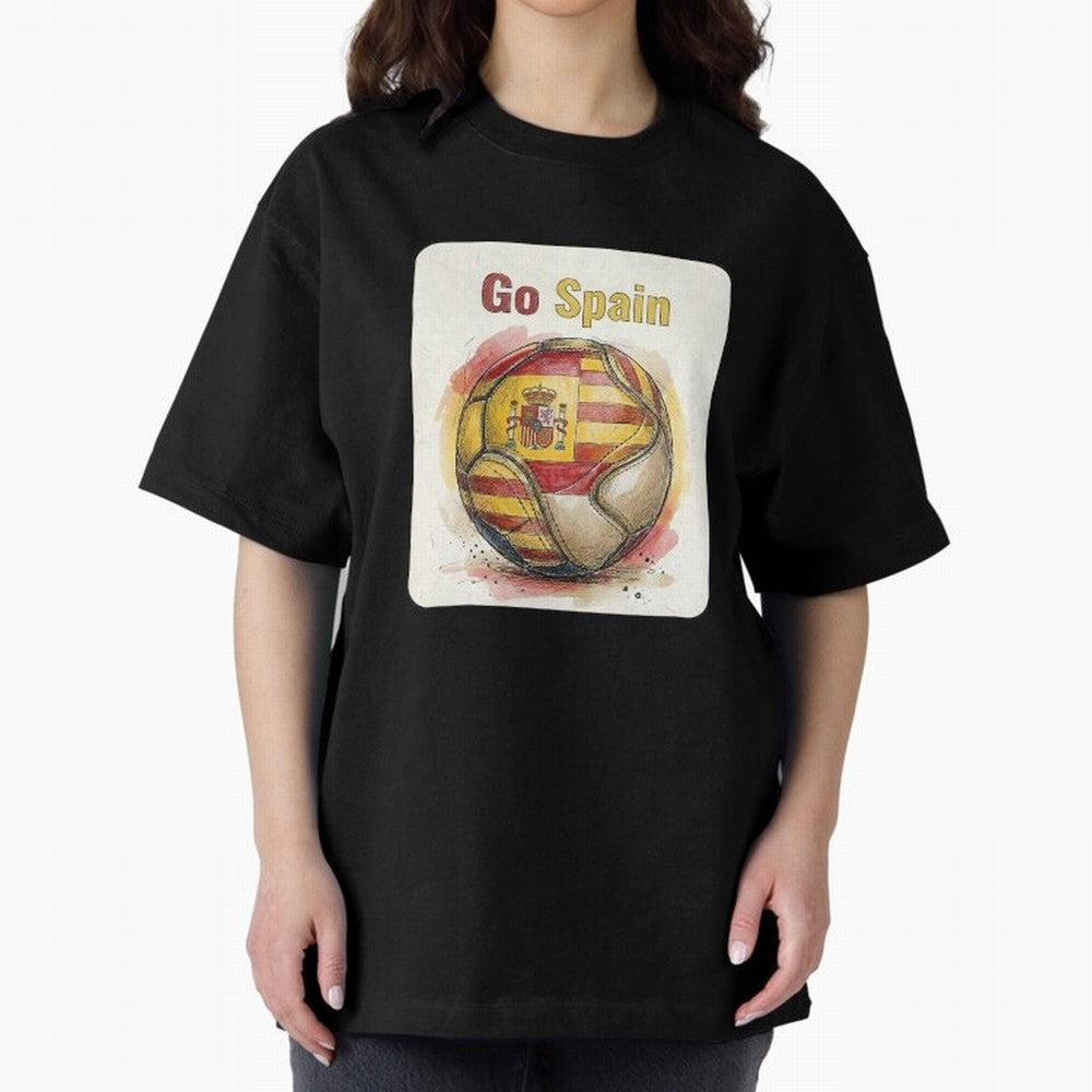 Go Spain Soccer Ball Flag | Canadian Football Fan Graphic Tee Oversized T-Shirt Feel FIFA World Cup 2026 for Fans of Haaland and Mbappe and England, France and Netherlands, Bringing Match Day Excitement, Supporter Culture, Golden Goals and Global