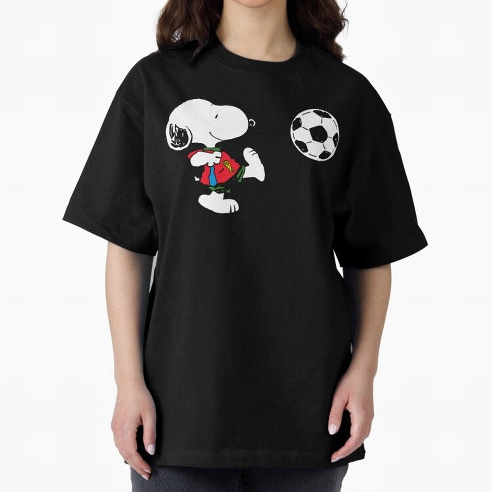SNOOPY Football - FIFA World Cup 2026 Oversized T-Shirt Show Love for Legendary Goals in FIFA World Cup 2026 USA Canada Mexico for Fans of Haaland and Mbappe and Spain and Netherlands, Bringing Global Supporter Spirit, Legendary Goals, National