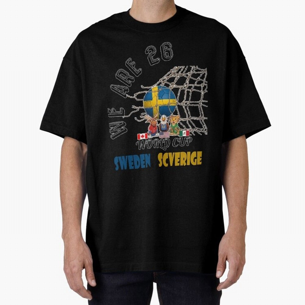 World cup 26 - Sweden Oversized T-Shirt Join FIFA World Cup 2026 USA Canada Mexico Spirit, with Germany, Messi, Football Festival Excitement, Trophy Ambitions, Country Rivalries and Star Player Buzz; Created for Match Day Parties, Soccer Gifts, Fan