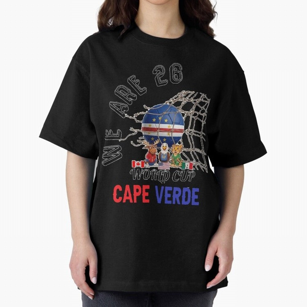 World cup 26 - Cape Verde Oversized T-Shirt Celebrate Fan Culture around the FIFA World Cup 2026 Journey through Neymar, Haaland and Cristiano Ronaldo Highlights, Portugal, Spain and Germany Pride, Vintage Soccer Flavor, Modern Football Stars,