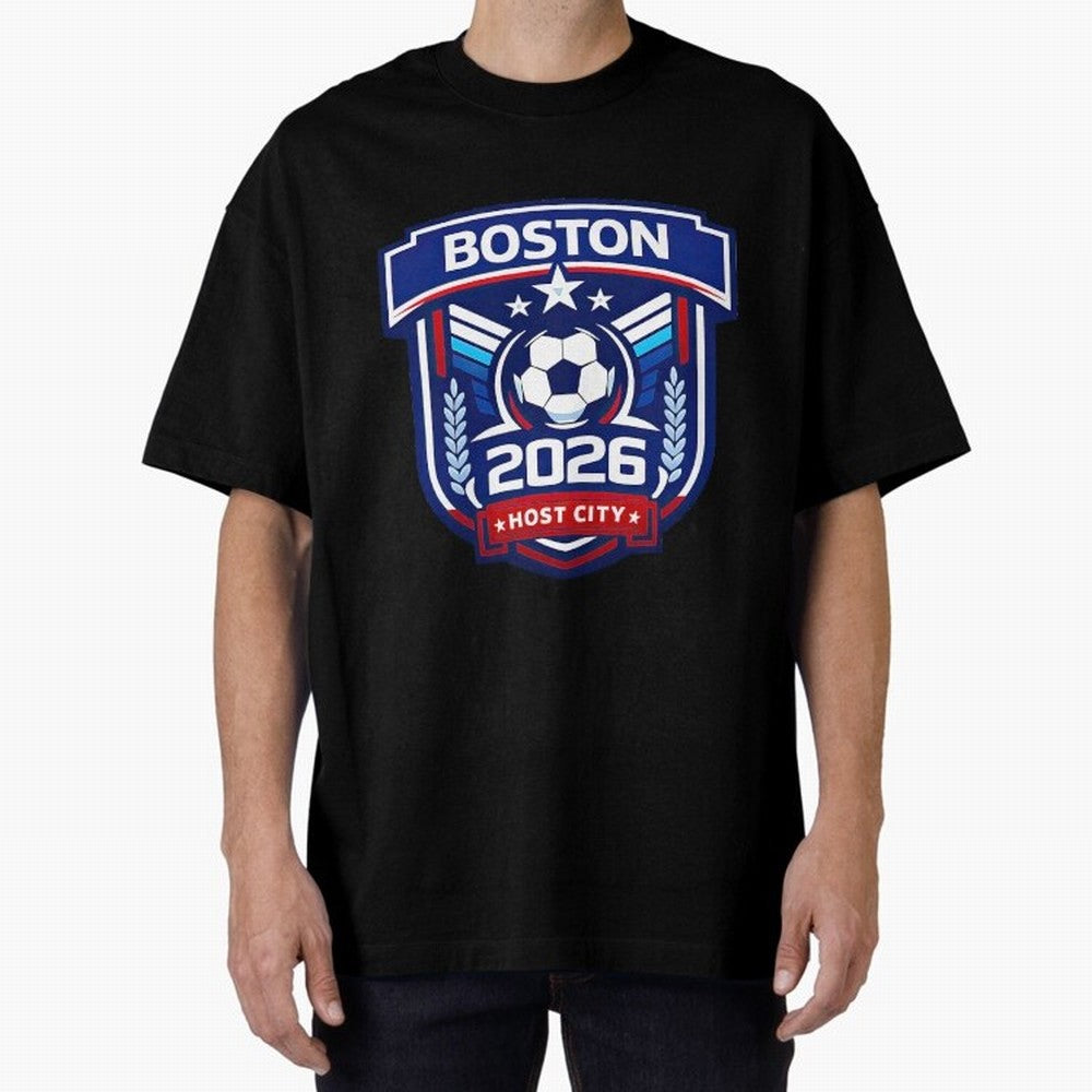 Boston 2026 Host City Welcoming the World Cup Oversized T-Shirt Capture Stadium Memories from Global Football Passion for FIFA World Cup 2026, Capturing Messi and Cristiano Ronaldo, Argentina, Worldwide Fan Energy, Dramatic Goals, Stadium Lights