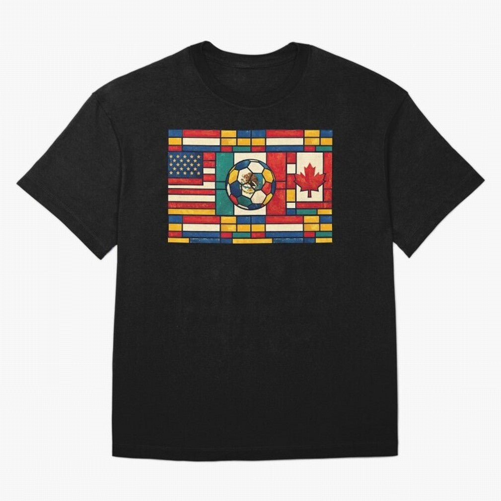 Elegant World Cup Stadiums Geometrical | Soccer Flags Mexico Canada USA Oversized T-Shirt Represent FIFA World Cup 2026 Built around Messi, Neymar and Mbappe, Portugal, Spain and Germany Energy, Match Day Excitement, Supporter Culture, Golden Goals