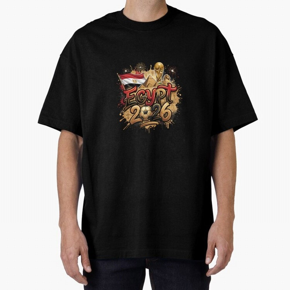 Egypt World Cup 2026 Football Legacy Oversized T-Shirt Honor Champions and Dreams in the FIFA World Cup 2026 USA Canada Mexico Journey through Neymar, Haaland and Cristiano Ronaldo Highlights, England, France and Netherlands Pride, Goal Celebration