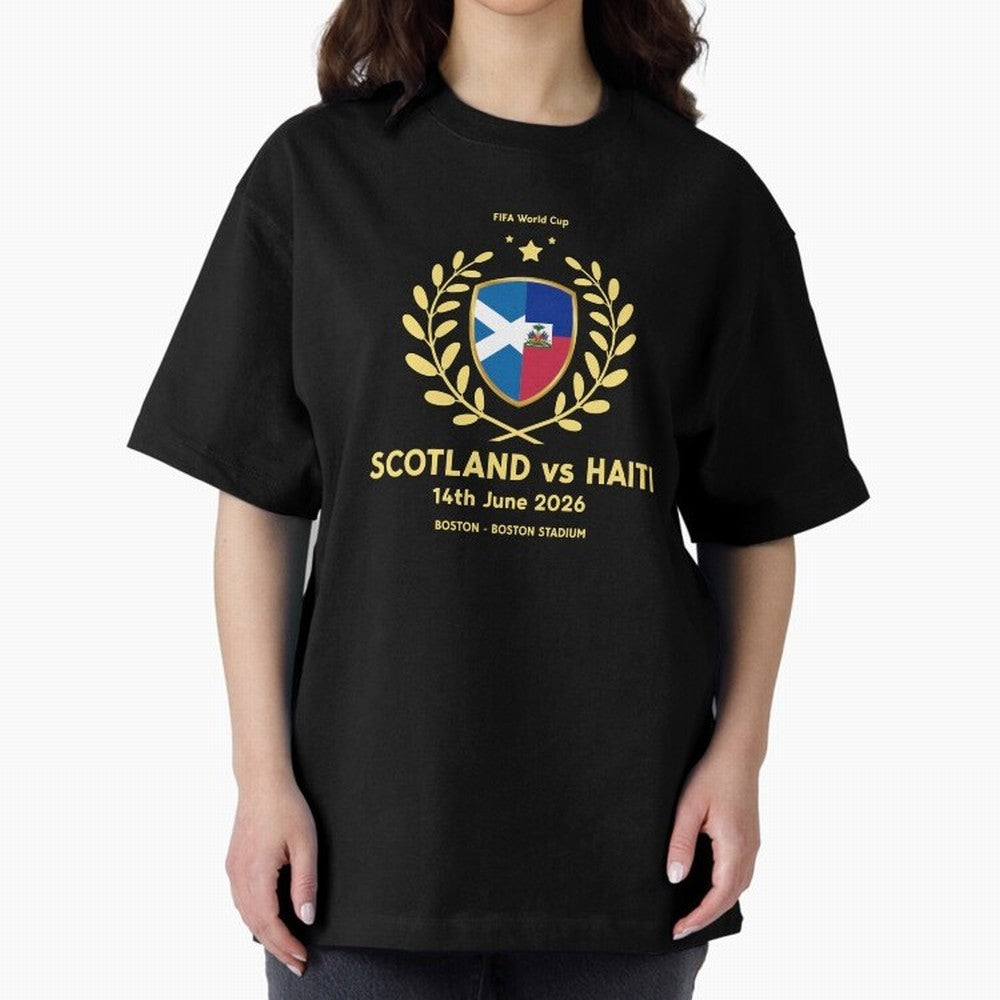FIFA World Cup - Scotland v Haiti Oversized T-Shirt Share the Excitement of FIFA World Cup 2026 Spirit, Built around Germany, Cristiano Ronaldo, Haaland and CR7, Stadium Chants, National Pride, Trophy Dreams and Unforgettable Football Memories;