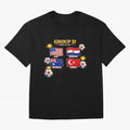 Group?D?¨C?World?Cup?2026?Flags Oversized T-Shirt Create Global Football Passion for FIFA World Cup 2026 Group Stage, Capturing Haaland and Mbappe, France, Goal Celebration Energy, Supporter Heritage, Football Icons and Worldwide Tournament Joy;