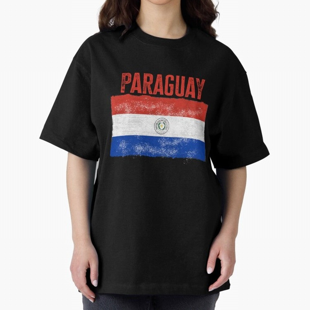 Paraguay Oversized T-Shirt Show Fan Pride Across FIFA World Cup 2026 Group Stage for Fans of Messi and Spain and Netherlands, Bringing Global Supporter Spirit, Legendary Goals, National Colors and Tournament Celebration; Ideal for Football Dads,