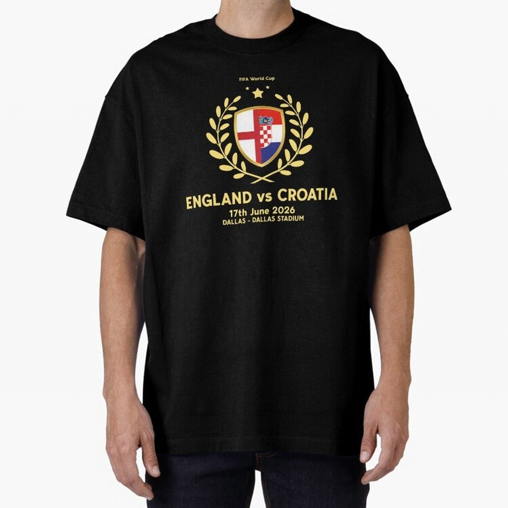 FIFA World Cup - England v Croatia Oversized T-Shirt Show Support during Match Day Hype around FIFA World Cup 2026, Mbappe and Neymar, Argentina and Brazil, Global Supporter Spirit, Legendary Goals, National Colors and Tournament Celebration; Ideal