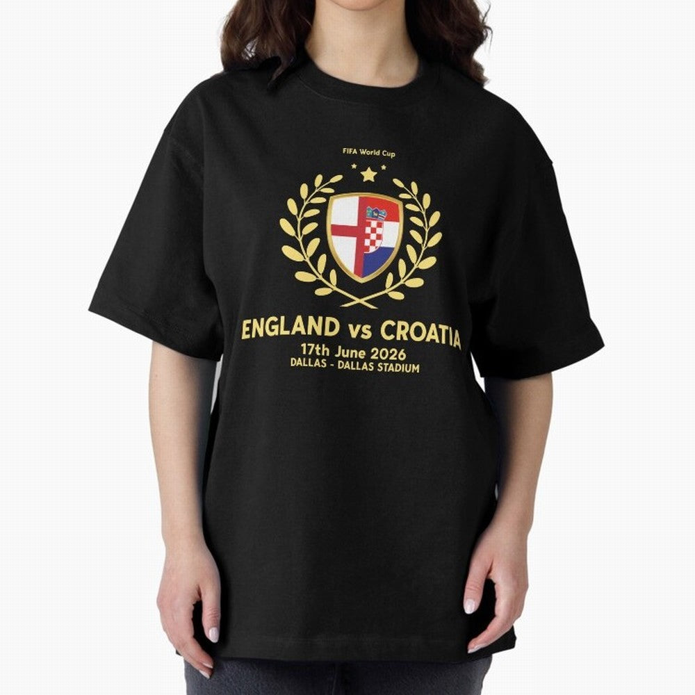FIFA World Cup - England v Croatia Oversized T-Shirt Show Support during Match Day Hype around FIFA World Cup 2026, Mbappe and Neymar, Argentina and Brazil, Global Supporter Spirit, Legendary Goals, National Colors and Tournament Celebration; Ideal