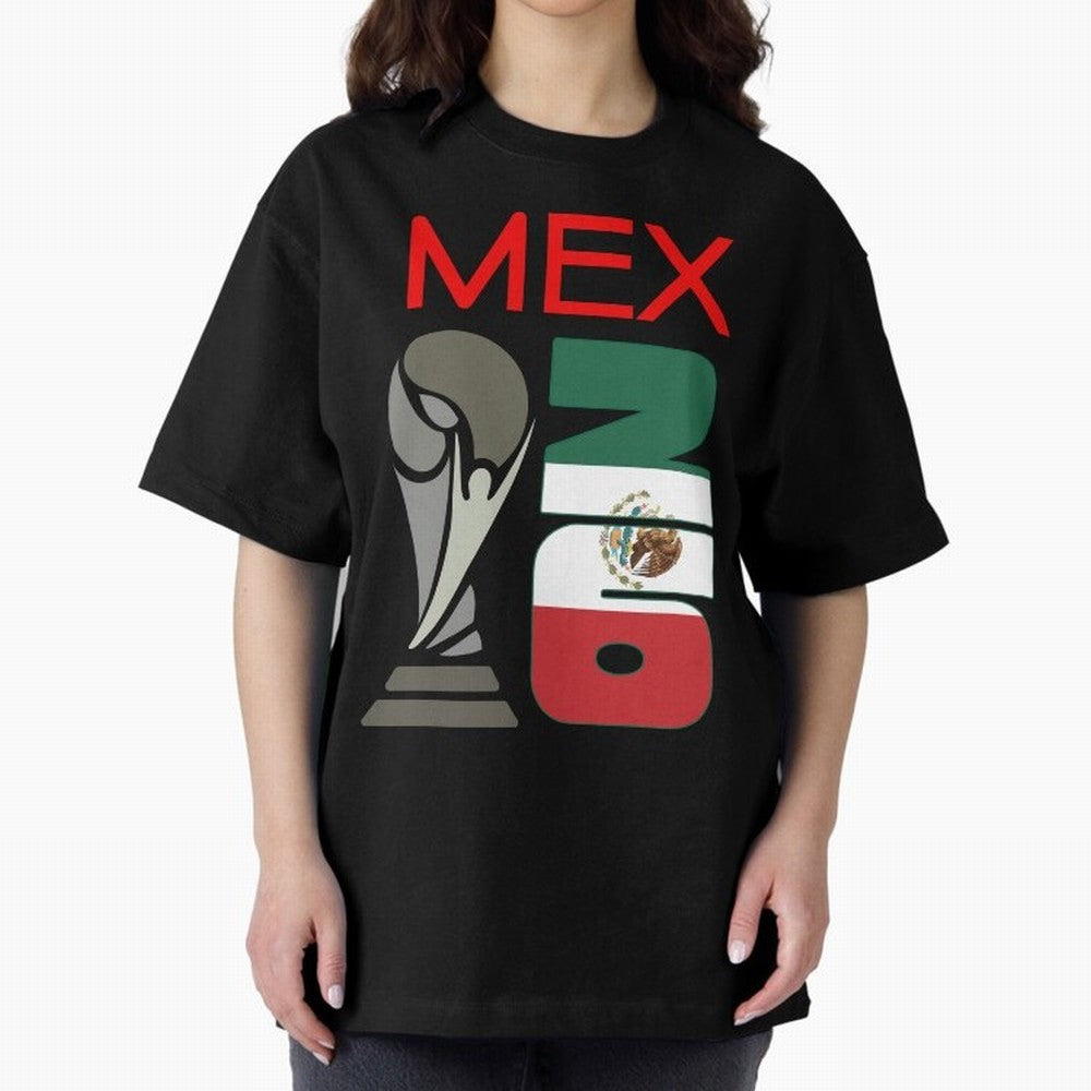 Mexico 2026 Soccer World Cup Trophy Mexican Flag Design Oversized T-Shirt Support Global Football Passion for FIFA World Cup 2026, Driven by CR7, England and Germany, Supporter Pride, Iconic Celebrations, Legendary Names and Global Match Day