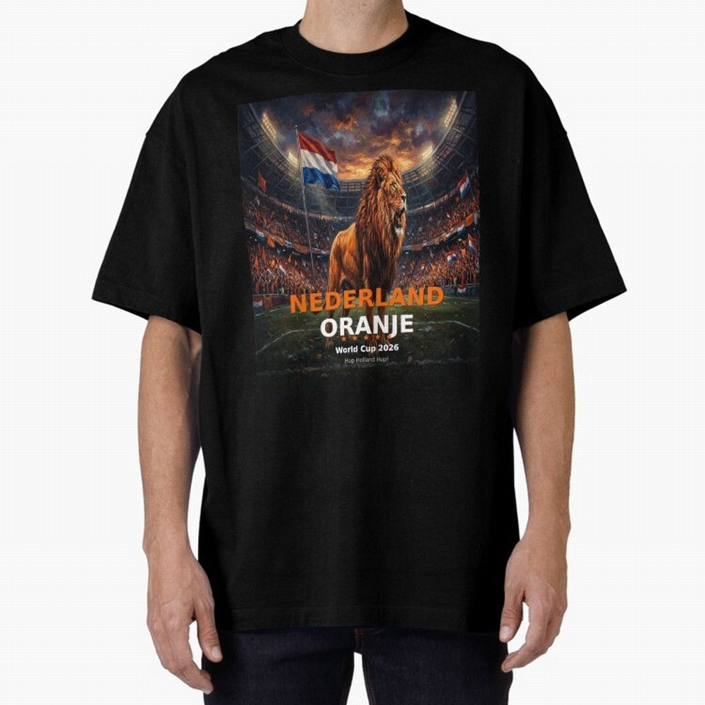 Nederland Oranje - World Cup 2026 Soccer Fan Tee Oversized T-Shirt Carry the Dream of FIFA World Cup 2026 Group Stage Connected to Neymar, Haaland and Cristiano Ronaldo, Brazil Energy, Football History, Final Match Energy, Crowd Noise and Once in a