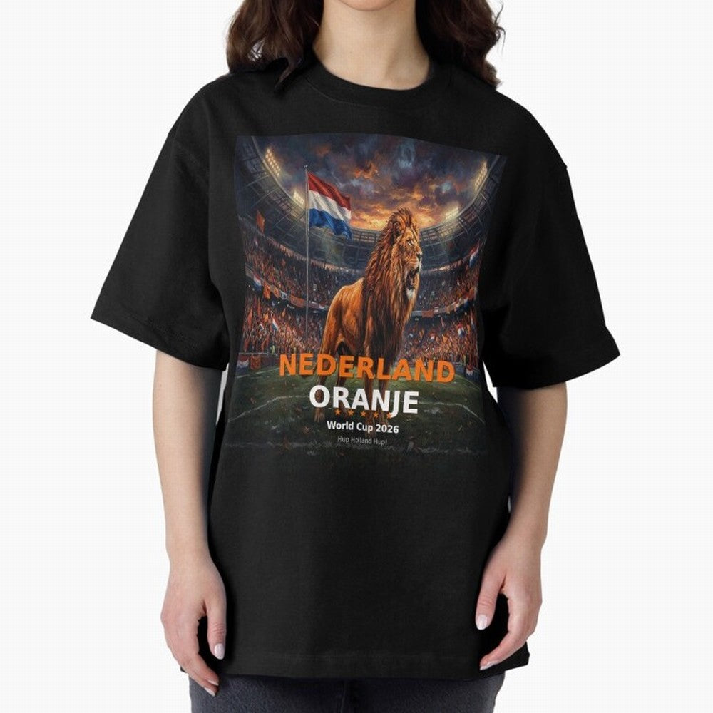 Nederland Oranje - World Cup 2026 Soccer Fan Tee Oversized T-Shirt Carry the Dream of FIFA World Cup 2026 Group Stage Connected to Neymar, Haaland and Cristiano Ronaldo, Brazil Energy, Football History, Final Match Energy, Crowd Noise and Once in a