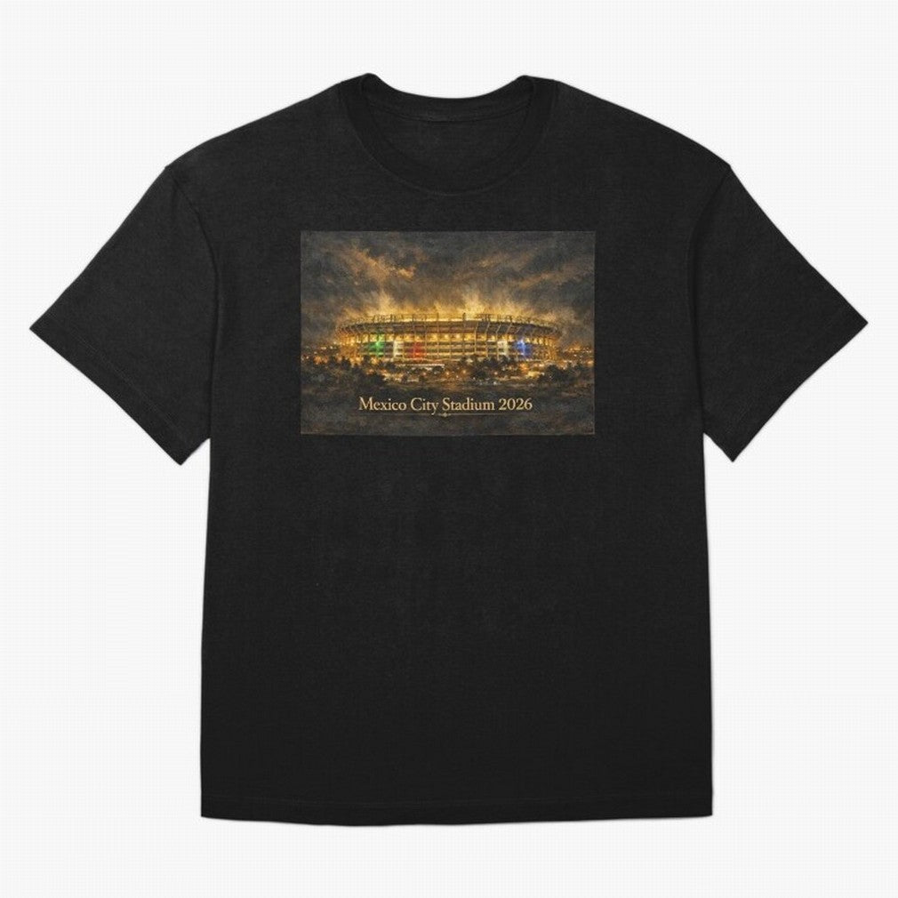 Mexico City Stadium at Night Oversized T-Shirt Enjoy Match Day Hype around FIFA World Cup 2026 Group Stage, Cristiano Ronaldo, France and Portugal, Football History, Final Match Energy, Crowd Noise and Once in a Lifetime Moments; Ideal for Fans Who
