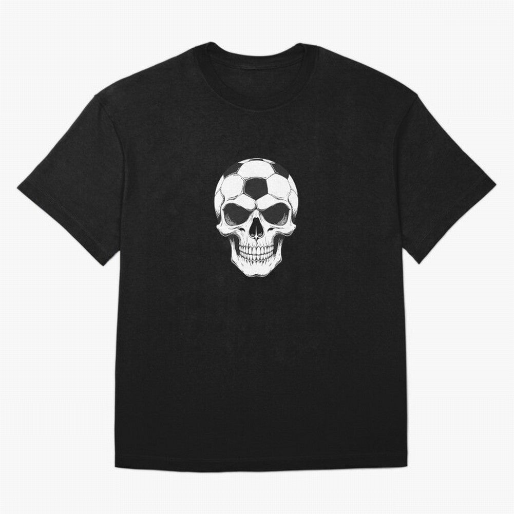 Soccer Skull in Goal Net - Dark Soccer Death Goal Oversized T-Shirt Keep the Legacy of the FIFA World Cup 2026 Group Stage Journey through Messi, Neymar and Mbappe Highlights, England Pride, Match Day Excitement, Supporter Culture, Golden Goals and