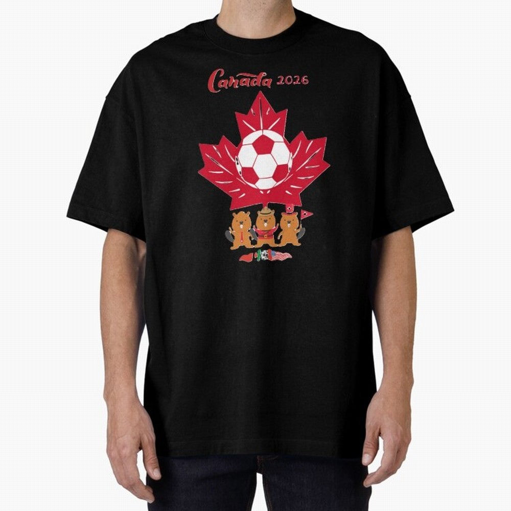 Canada 2026 Oversized T-Shirt Celebrate the Magic of FIFA World Cup 2026 Group Stage Spirit, Connected to Argentina, Neymar, Haaland and Cristiano Ronaldo, Football Festival Excitement, Trophy Ambitions, Country Rivalries and Star Player Buzz;