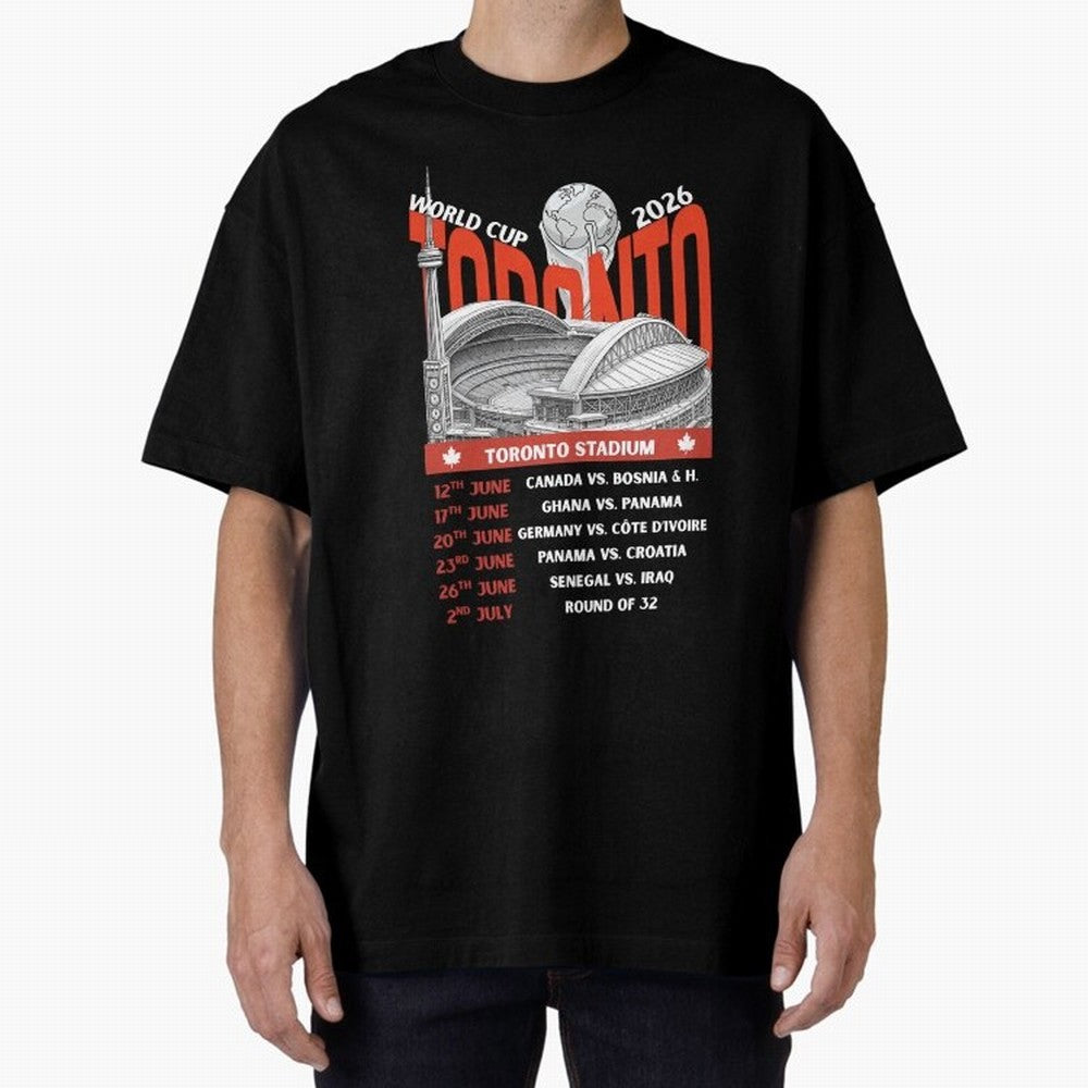 World Cup 2026 Toronto Stadium Match Schedule Soccer Fan Art Oversized T-Shirt Celebrate Every Goal in the FIFA World Cup 2026 Group Stage Journey through Neymar Highlights, Argentina, France and Brazil Pride, Match Day Excitement, Supporter