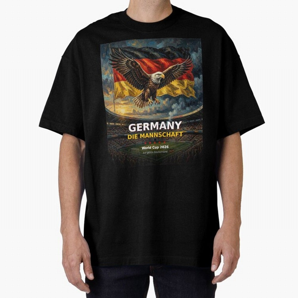 Germany Die Mannschaft - World Cup 2026 Soccer Fan Tee Oversized T-Shirt Celebrate Fan Culture around FIFA World Cup 2026 USA Canada Mexico for Fans of Cristiano Ronaldo and France, Bringing Match Day Excitement, Supporter Culture, Golden Goals and