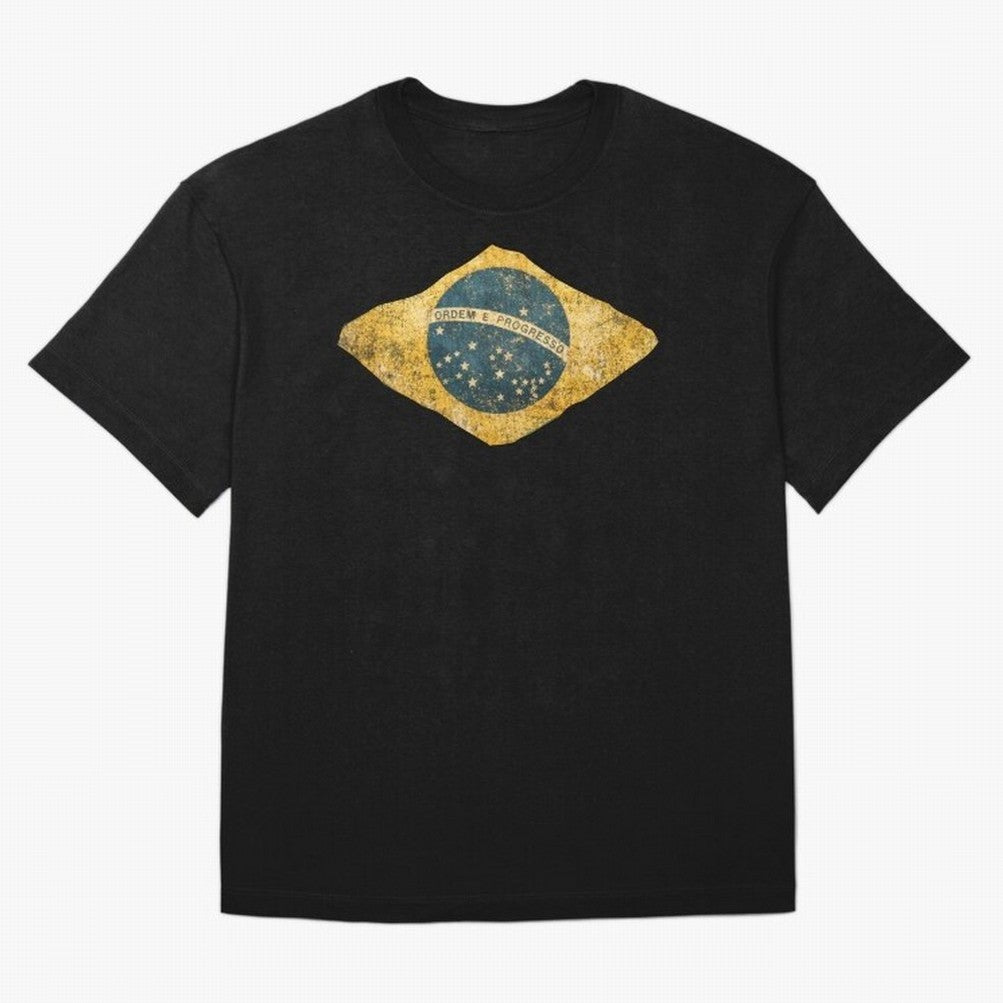 Vintage Brazil Flag Soccer Fan Design Oversized T-Shirt Join the Countdown to FIFA World Cup 2026 Spirit, Filled with Germany, Haaland, Fan Favorite Moments, National Team Passion, Big Match Drama and Soccer History; Built for Supporters Chasing