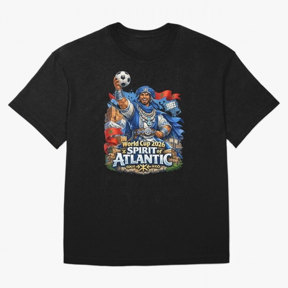 Moroccan World Cup 2026 Spirit of Atlantic Oversized T-Shirt Make Memories around FIFA World Cup 2026 for Fans of Messi, Neymar and Mbappe and Argentina and Brazil, Bringing Football Passion, Legendary Performances, Festival Vibes and Supporter
