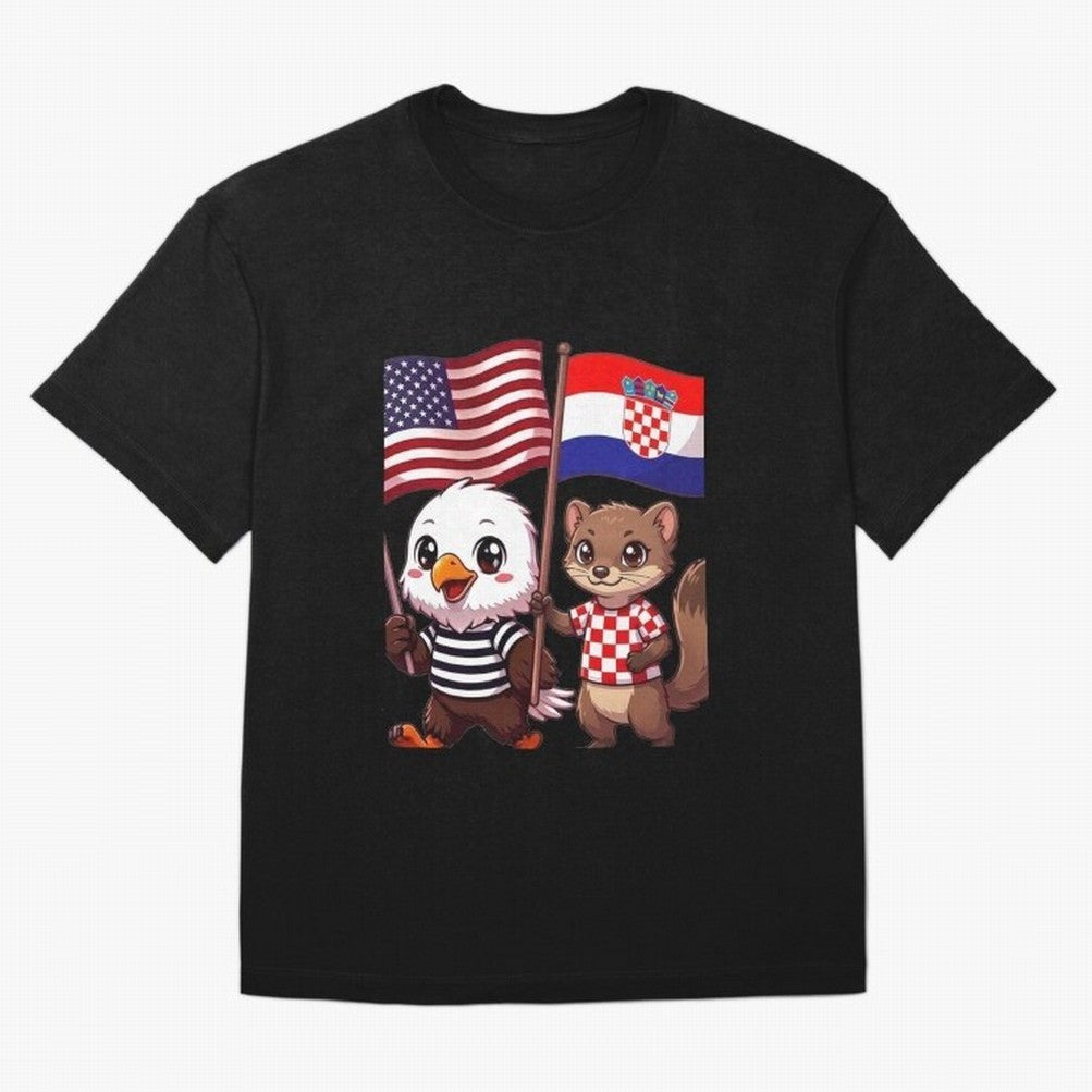 The American eagle and its friend, the Croatian marten Oversized T-Shirt Show Love for Legendary Goals in Match Day Hype around FIFA World Cup 2026, CR7, France and Portugal, Game Day Rituals, Football Legends, Country Pride and the Road to the