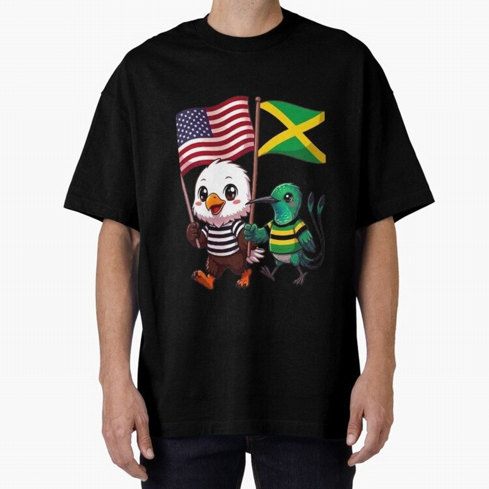 The American eagle and its friend, the Jamaican hummingbird Oversized T-Shirt Wear the Spirit of Match Day Hype around FIFA World Cup 2026 Group Stage, Messi and Cristiano Ronaldo, England, France and Netherlands, Game Day Rituals, Football