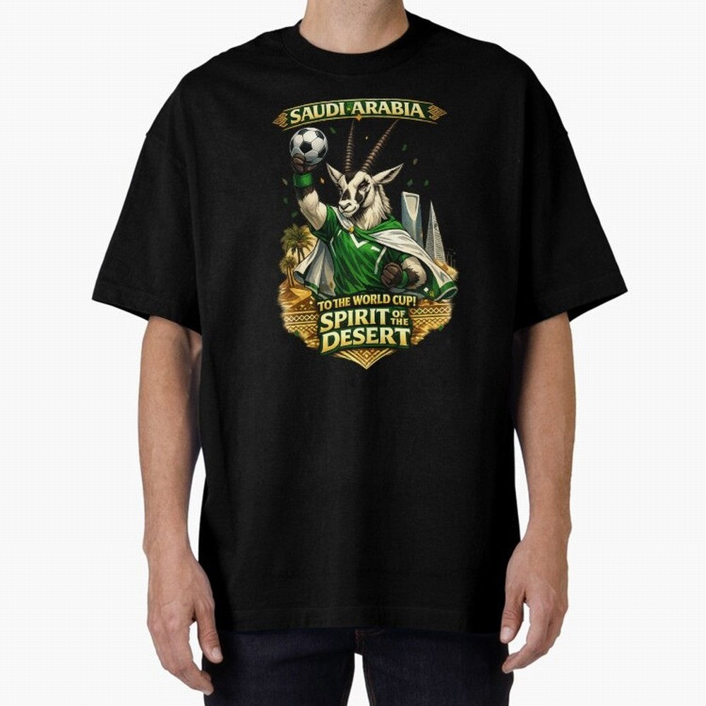 Saudi Arabia World Cup Desert Spirit Oversized T-Shirt Bring a Vintage Feel to the FIFA World Cup 2026 Journey through Cristiano Ronaldo Highlights, England, France and Netherlands Pride, Tournament Hype, Historic Matchups, Family Viewing Parties