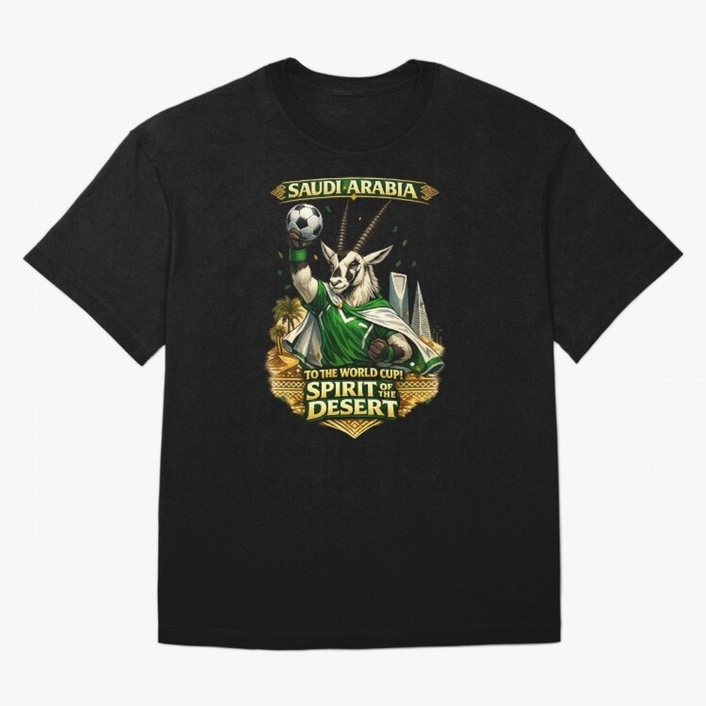 Saudi Arabia World Cup Desert Spirit Oversized T-Shirt Bring a Vintage Feel to the FIFA World Cup 2026 Journey through Cristiano Ronaldo Highlights, England, France and Netherlands Pride, Tournament Hype, Historic Matchups, Family Viewing Parties