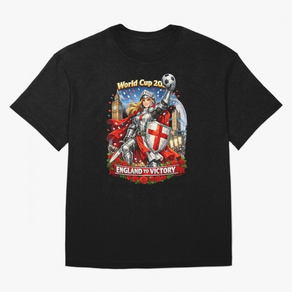 England To Victory Knight World Cup 2026 Oversized T-Shirt Represent Football Lovers during the FIFA World Cup 2026 Group Stage Journey through Messi Highlights, Argentina Pride, Stadium Chants, National Pride, Trophy Dreams and Unforgettable
