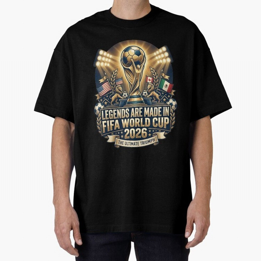 Legendary FIFA World Cup 2026 Football Quote Design For Passionate Soccer Fans Oversized T-Shirt Celebrate Golden Goal Energy in FIFA World Cup 2026 Group Stage for Fans of Cristiano Ronaldo, Haaland and CR7 and England, Bringing Match Day