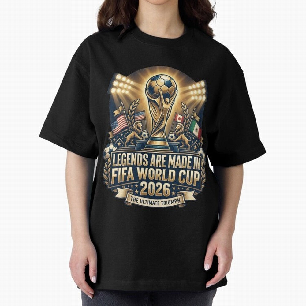 Legendary FIFA World Cup 2026 Football Quote Design For Passionate Soccer Fans Oversized T-Shirt Celebrate Golden Goal Energy in FIFA World Cup 2026 Group Stage for Fans of Cristiano Ronaldo, Haaland and CR7 and England, Bringing Match Day
