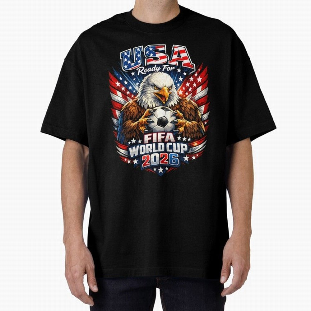 Soccer Pride Design For American Football Fans USA FIFA World Cup 2026 Oversized T-Shirt Celebrate the Road through FIFA World Cup 2026 USA Canada Mexico for Fans of Messi and Cristiano Ronaldo and Germany, Bringing Match Day Excitement, Supporter
