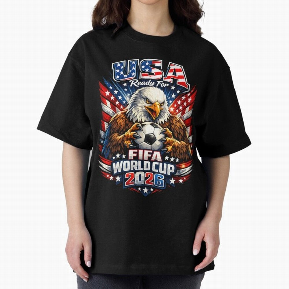 Soccer Pride Design For American Football Fans USA FIFA World Cup 2026 Oversized T-Shirt Celebrate the Road through FIFA World Cup 2026 USA Canada Mexico for Fans of Messi and Cristiano Ronaldo and Germany, Bringing Match Day Excitement, Supporter