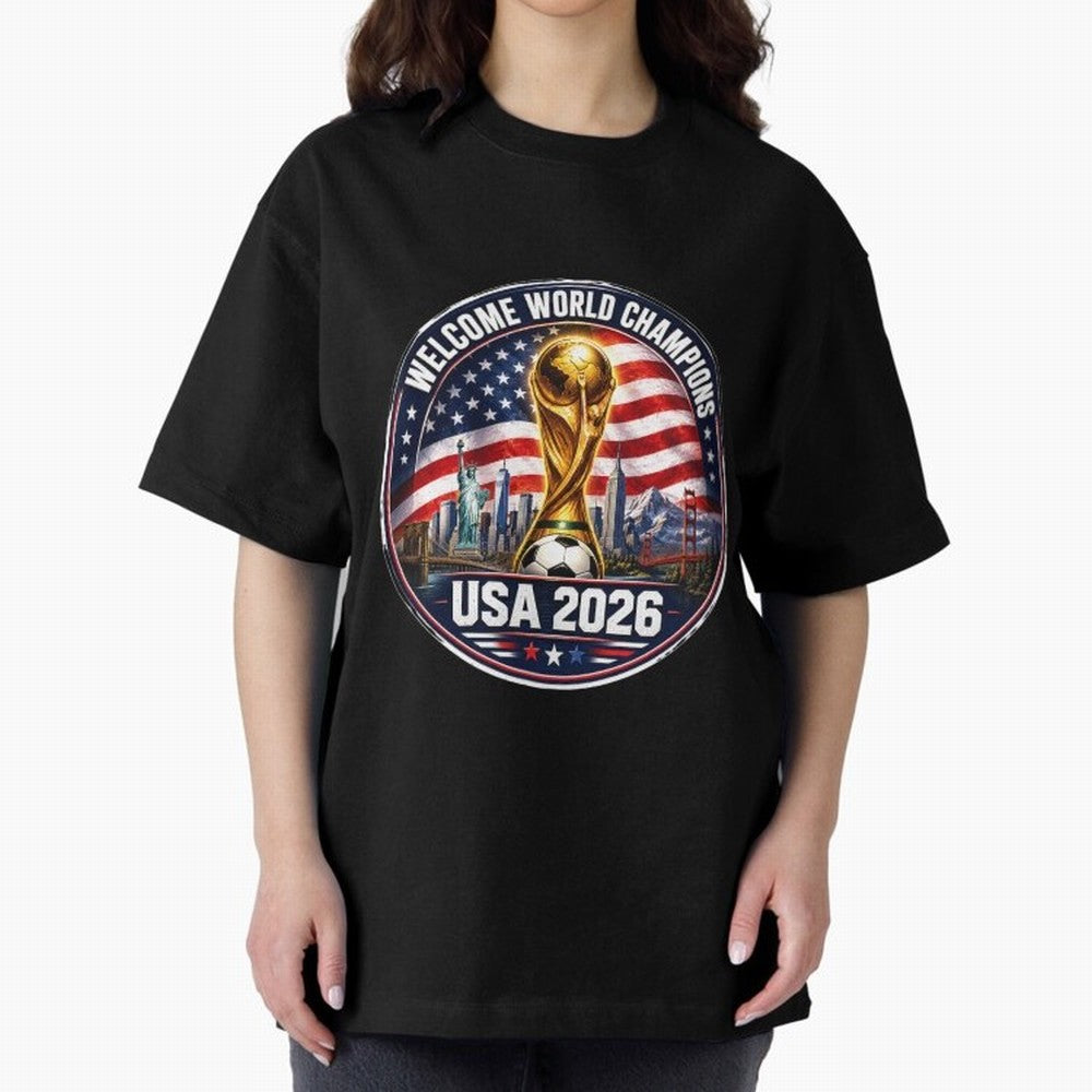 World Cup 2026 Celebration T-Shirt | USA Canada Mexico Soccer Fan Tee Oversized T-Shirt Support the Legends of Global Football Passion for FIFA World Cup 2026, Centered on Messi, England, Global Supporter Spirit, Legendary Goals, National Colors