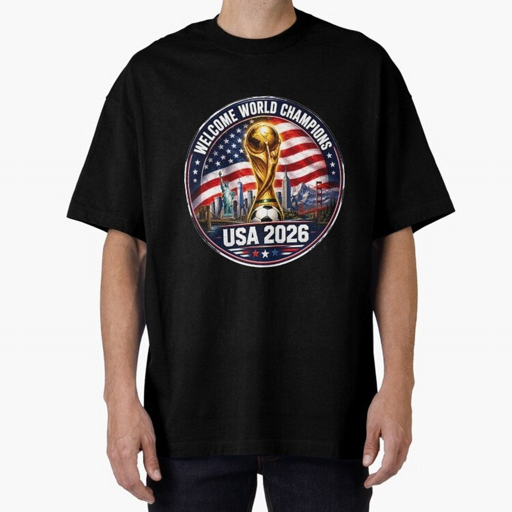 World Cup 2026 Celebration T-Shirt | USA Canada Mexico Soccer Fan Tee Oversized T-Shirt Support the Legends of Global Football Passion for FIFA World Cup 2026, Centered on Messi, England, Global Supporter Spirit, Legendary Goals, National Colors