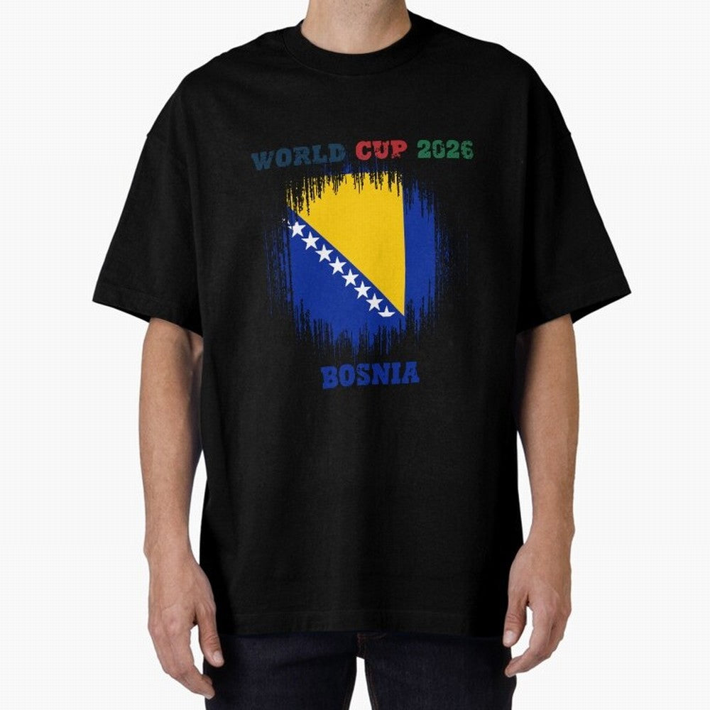 BOSNIA WORLD CUP 2026 Oversized T-Shirt Bring World Football Passion into Global Football Passion for FIFA World Cup 2026, Driven by Messi, CR7 and Mbappe, Portugal, Football Festival Excitement, Trophy Ambitions, Country Rivalries and Star Player