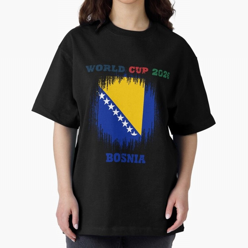 BOSNIA WORLD CUP 2026 Oversized T-Shirt Bring World Football Passion into Global Football Passion for FIFA World Cup 2026, Driven by Messi, CR7 and Mbappe, Portugal, Football Festival Excitement, Trophy Ambitions, Country Rivalries and Star Player