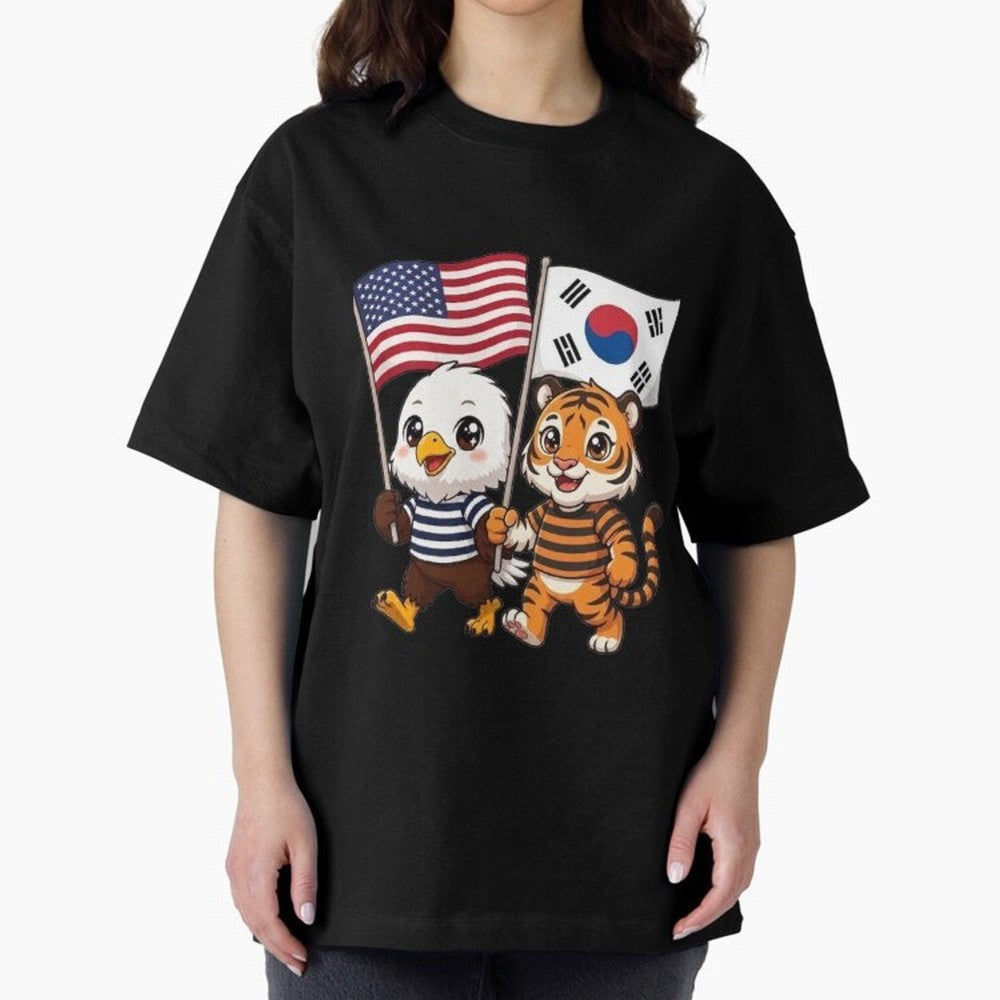 The American eagle and its friend the South Korean tiger Oversized T-Shirt Bring Home the FIFA World Cup 2026 Group Stage Journey through Messi Highlights, Spain and Netherlands Pride, Match Day Excitement, Supporter Culture, Golden Goals and
