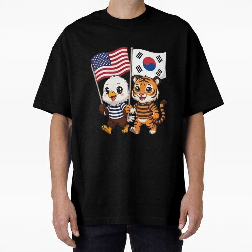 The American eagle and its friend the South Korean tiger Oversized T-Shirt Bring Home the FIFA World Cup 2026 Group Stage Journey through Messi Highlights, Spain and Netherlands Pride, Match Day Excitement, Supporter Culture, Golden Goals and