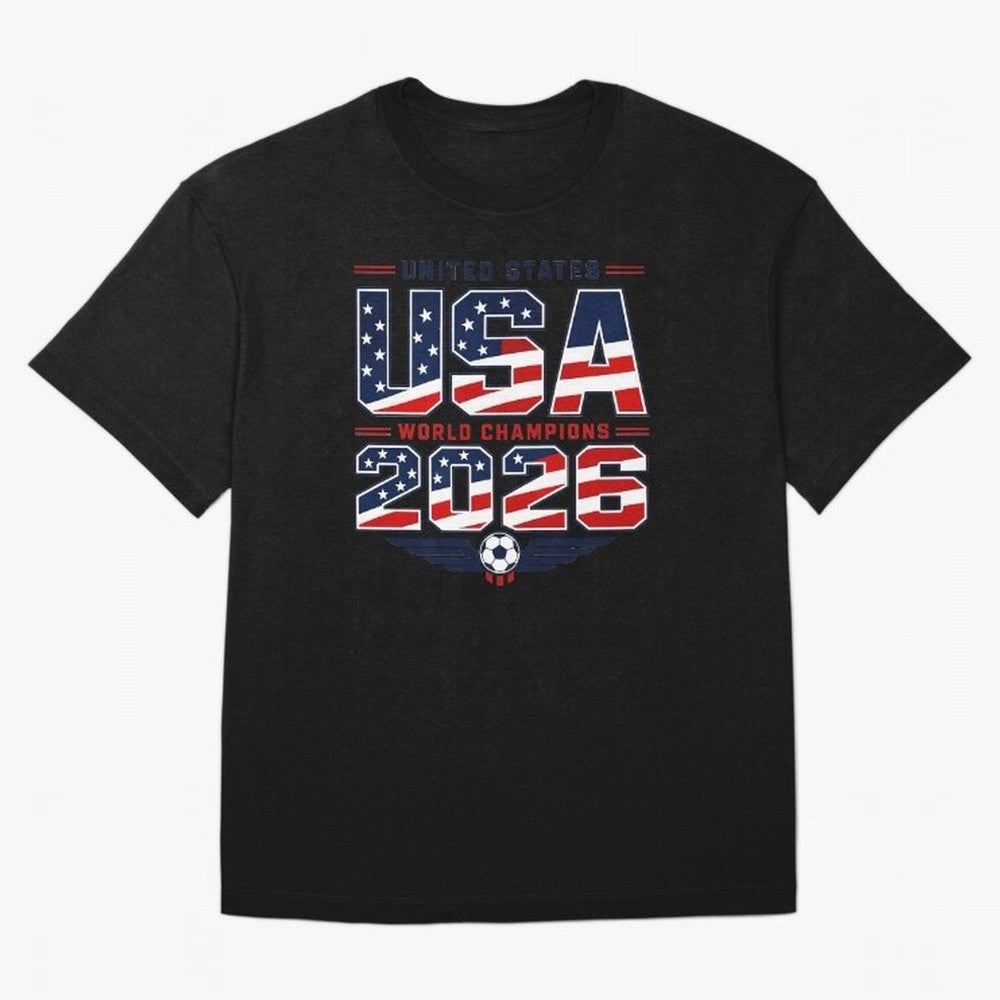 USA World Champions 2026 ¨C Patriotic Soccer Fan Shirt Oversized T-Shirt Get Ready for FIFA World Cup 2026 Group Stage Celebrating CR7, Portugal, Spain and Germany Energy, Stadium Memories, Football Loyalty, International Chants and Championship