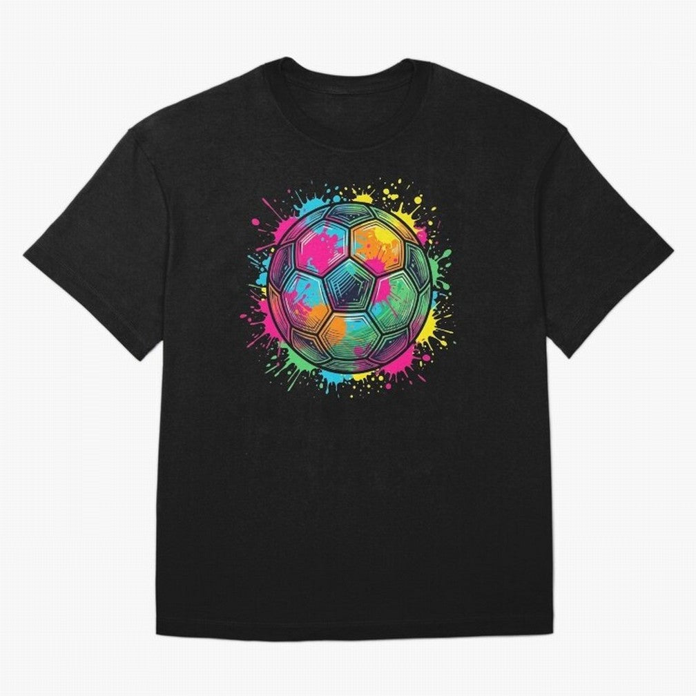 Color Splash Artistic Soccer Ball Design Oversized T-Shirt Turn Football Passion into Match Day Hype around FIFA World Cup 2026 Group Stage, Messi and Cristiano Ronaldo, Portugal, Global Supporter Spirit, Legendary Goals, National Colors and