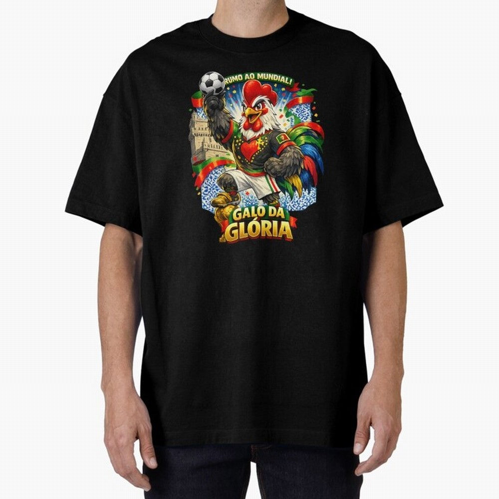 Portugal Rooster World Cup 2026 Fan Art Oversized T-Shirt Show Fan Pride Across the FIFA World Cup 2026 Journey through Cristiano Ronaldo, Haaland and CR7 Highlights, Portugal, Spain and Germany Pride, Tournament Hype, Historic Matchups, Family