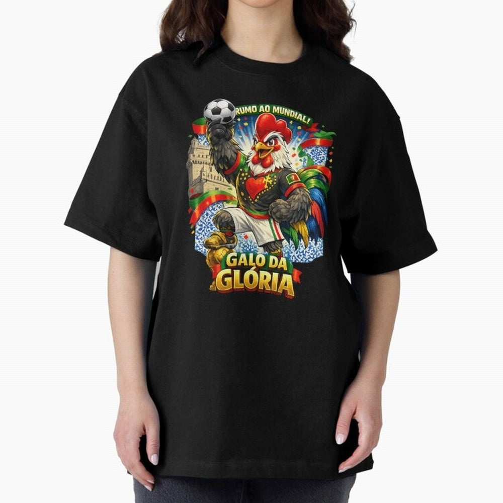 Portugal Rooster World Cup 2026 Fan Art Oversized T-Shirt Show Fan Pride Across the FIFA World Cup 2026 Journey through Cristiano Ronaldo, Haaland and CR7 Highlights, Portugal, Spain and Germany Pride, Tournament Hype, Historic Matchups, Family