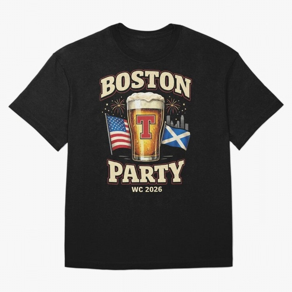 Boston T?Party Scotland Football WC 2026 Oversized T-Shirt Feel the Trophy Chase of FIFA World Cup 2026 for Fans of Messi and Argentina, France and Brazil, Bringing Sports Nostalgia, International Competition, Famous Players and Unforgettable