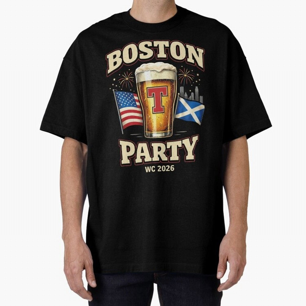 Boston T?Party Scotland Football WC 2026 Oversized T-Shirt Feel the Trophy Chase of FIFA World Cup 2026 for Fans of Messi and Argentina, France and Brazil, Bringing Sports Nostalgia, International Competition, Famous Players and Unforgettable