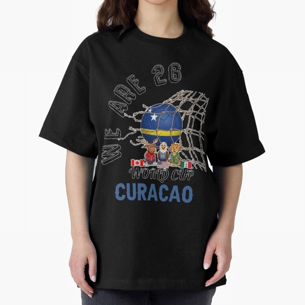 World cup 26 - Curacao Oversized T-Shirt Embrace Global Football Passion for FIFA World Cup 2026 Group Stage, Built around Cristiano Ronaldo, Argentina, Soccer Culture, Superstar Moments, National Team Dreams and Competitive Fire; Perfect for