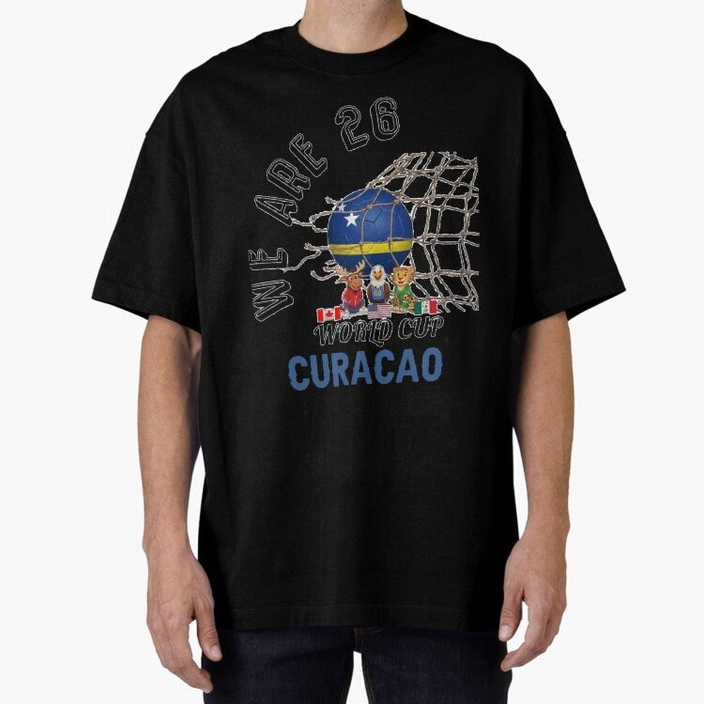 World cup 26 - Curacao Oversized T-Shirt Embrace Global Football Passion for FIFA World Cup 2026 Group Stage, Built around Cristiano Ronaldo, Argentina, Soccer Culture, Superstar Moments, National Team Dreams and Competitive Fire; Perfect for