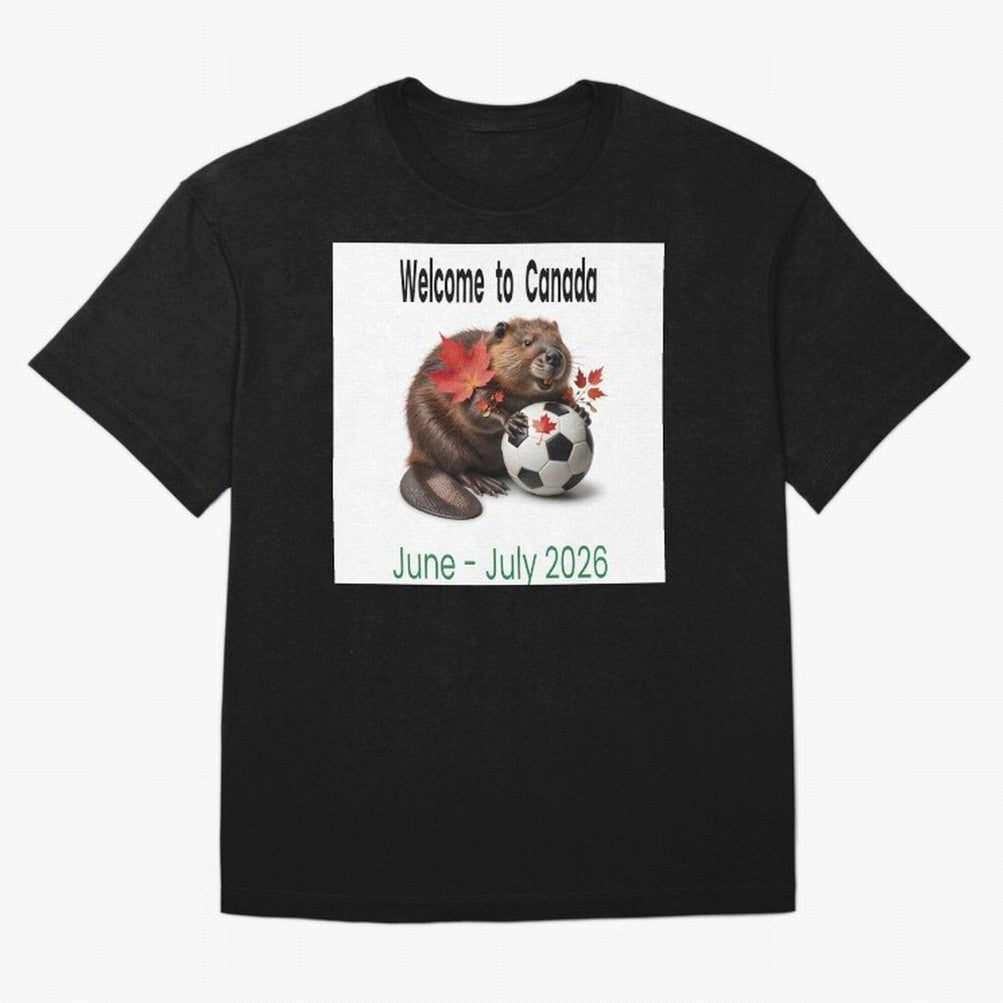 Welcome to Canada June July Soccer 2026 Oversized T-Shirt Refresh FIFA World Cup 2026 for Fans of Haaland and Mbappe and Argentina and Brazil, Bringing Vintage Soccer Flavor, Modern Football Stars, National Flags and Final Night Emotion; Built for