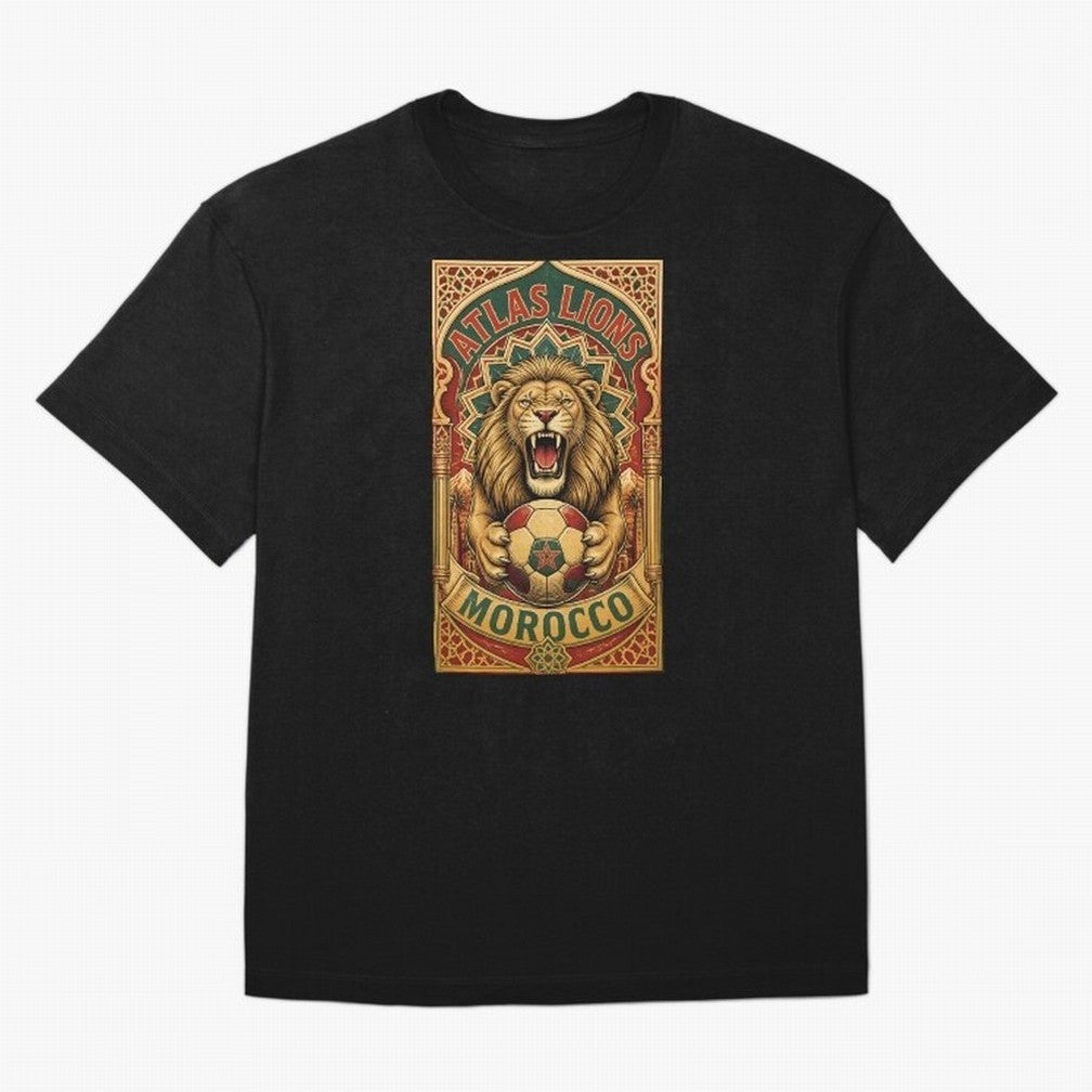 Morocco Soccer Lion - Atlas Lions Vintage African Football Fan T-Shirt Oversized T-Shirt Celebrate the Magic of FIFA World Cup 2026 Spirit, Built around Portugal, Spain and Germany, Haaland, Football History, Final Match Energy, Crowd Noise and